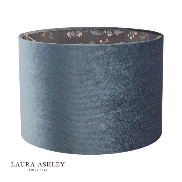 Laura Ashley Portia Drum Shade Blue Velvet 30.5cm/12 - Image 2