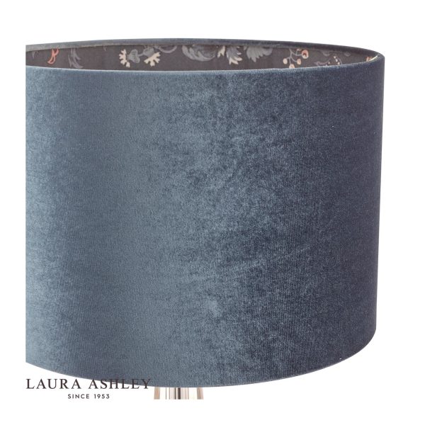 Laura Ashley Portia Drum Shade Blue Velvet 30.5cm/12 - Image 3