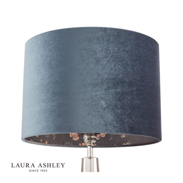 Laura Ashley Portia Drum Shade Blue Velvet 30.5cm/12 - Image 5