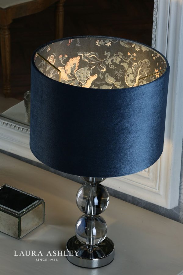 Laura Ashley Portia Drum Shade Blue Velvet 30.5cm/12 - Image 7