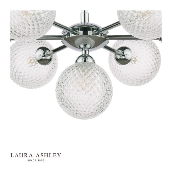 Laura Ashley Atherton 7lt Semi Flush Polished Chrome Glass - Image 4