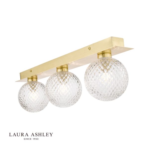 Laura Ashley Prague 3lt Bathroom Wall Light Satin Brass Glass IP44 - Image 6