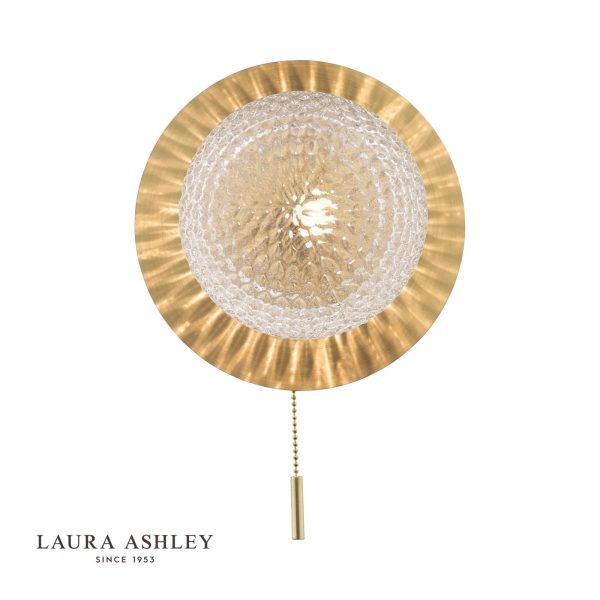 Laura Ashley Prague Bathroom Wall Light Glass Satin Brass IP44 - Image 4