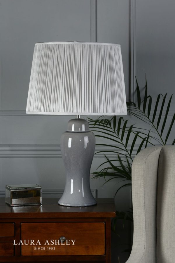 Laura Ashley Regina Large Table Lamp Pale Slate Grey Polished Chrome Base Only - Image 5