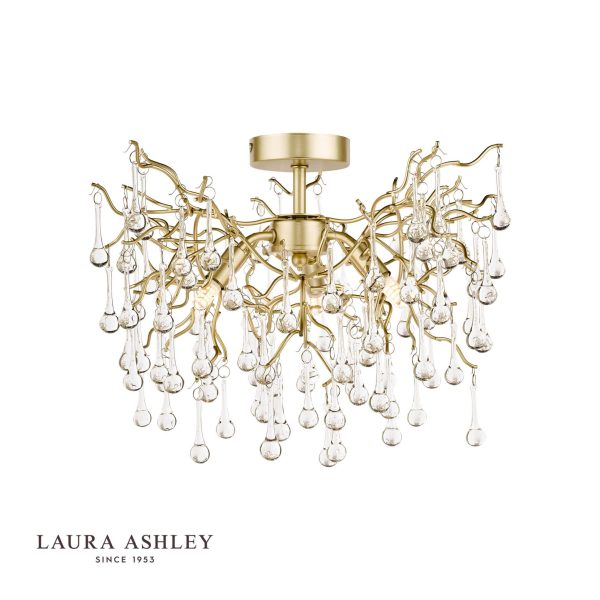 Laura Ashley Willow 3lt Semi Flush Satin Champagne Crystal