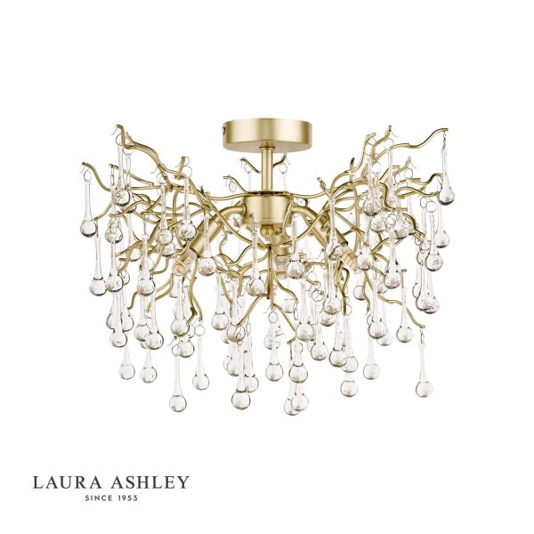 Laura Ashley Willow 3lt Semi Flush Satin Champagne Crystal - Image 2