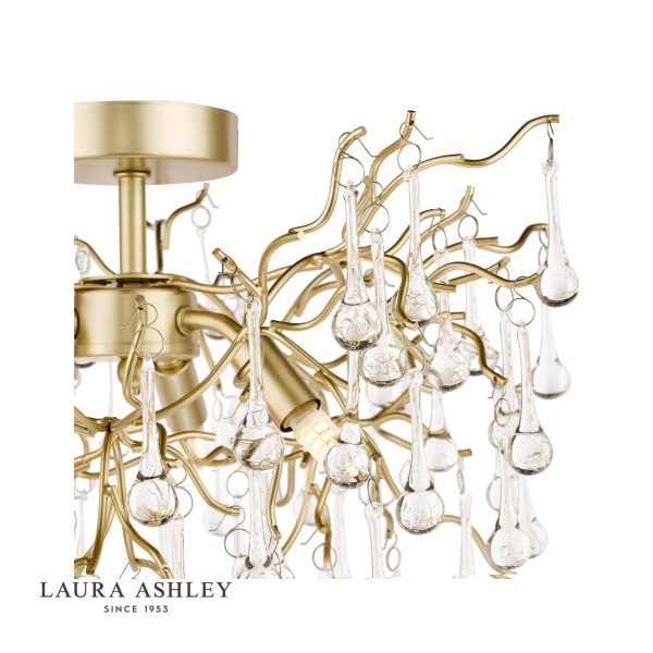 Laura Ashley Willow 3lt Semi Flush Satin Champagne Crystal - Image 3