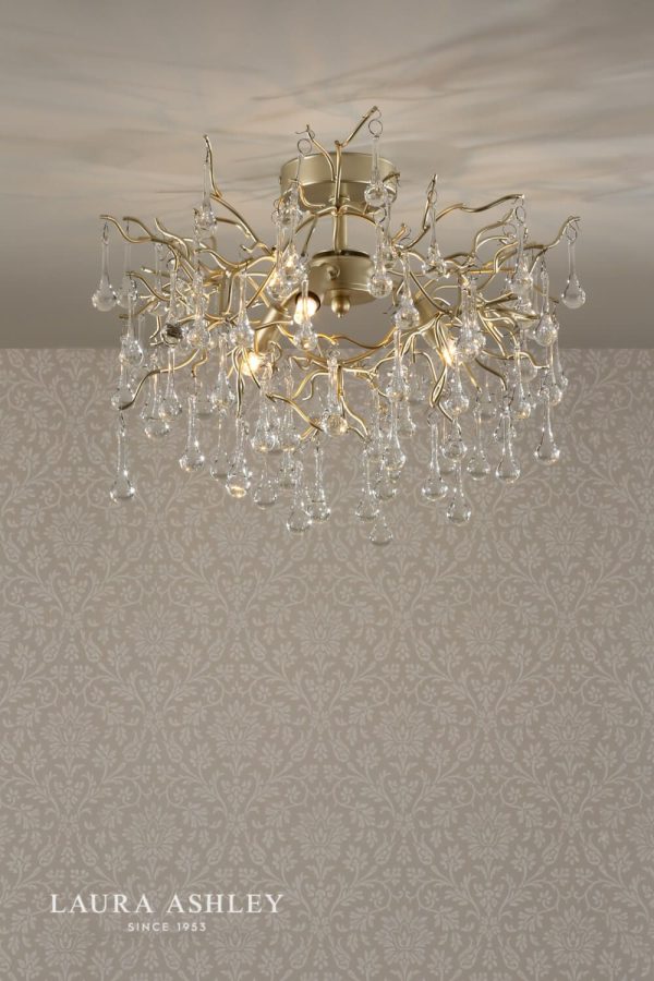 Laura Ashley Willow 3lt Semi Flush Satin Champagne Crystal - Image 5