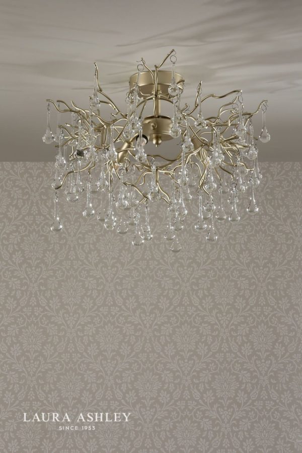 Laura Ashley Willow 3lt Semi Flush Satin Champagne Crystal - Image 6