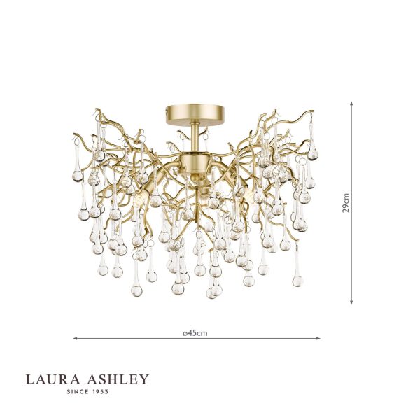 Laura Ashley Willow 3lt Semi Flush Satin Champagne Crystal - Image 7