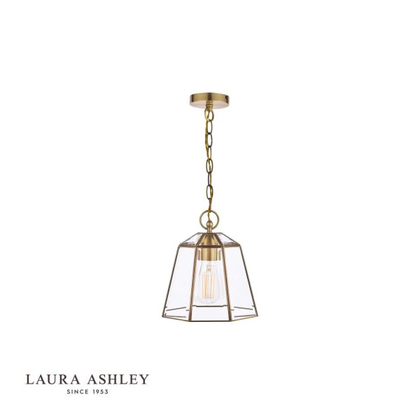 Laura Ashley Clayton Pendant Antique Brass Glass - Image 2