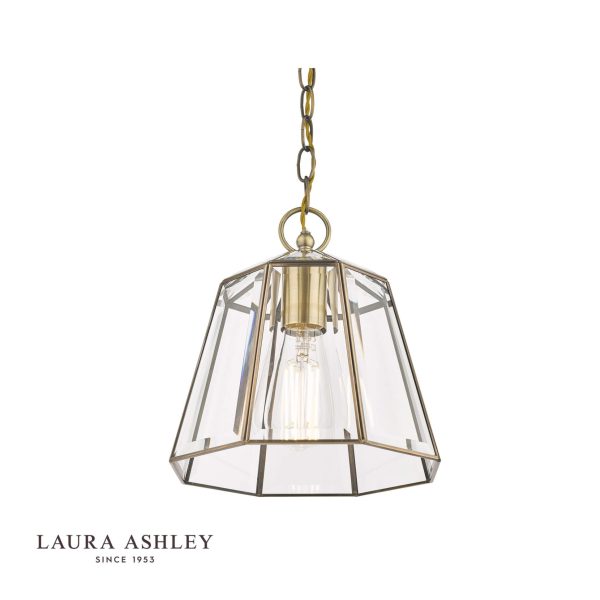 Laura Ashley Clayton Pendant Antique Brass Glass - Image 3