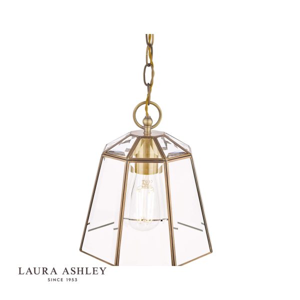 Laura Ashley Clayton Pendant Antique Brass Glass - Image 4