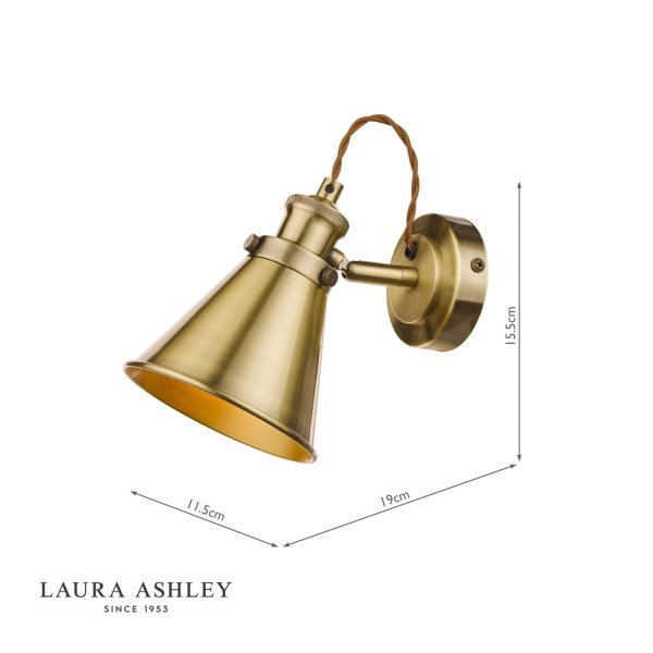 Laura Ashley Rufus Single Spotlight Antique Brass - Image 6