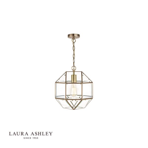 Laura Ashley Blackwell Pendant Antique Brass Glass