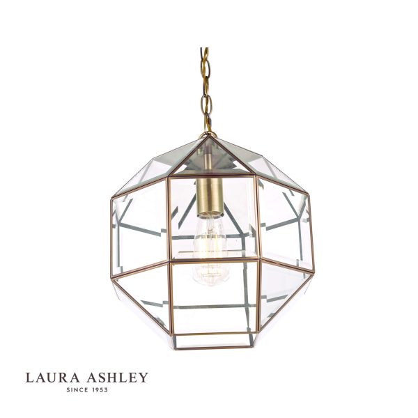 Laura Ashley Blackwell Pendant Antique Brass Glass - Image 3