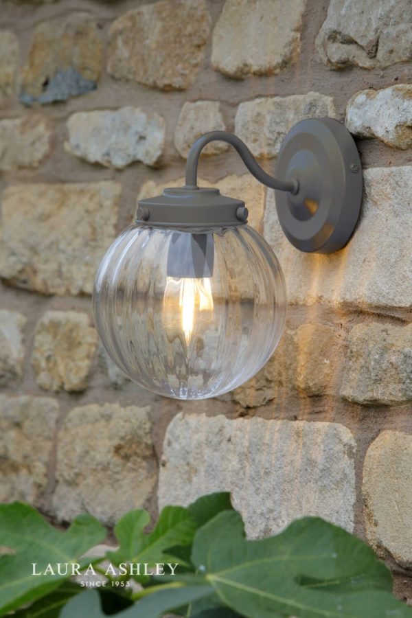 Laura Ashley Georgie Outdoor Wall Light Matt Grey Glass IP44 - Image 4