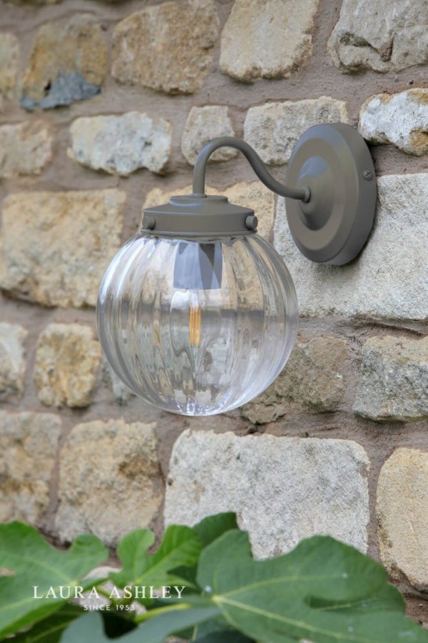 Laura Ashley Georgie Outdoor Wall Light Matt Grey Glass IP44 - Image 5