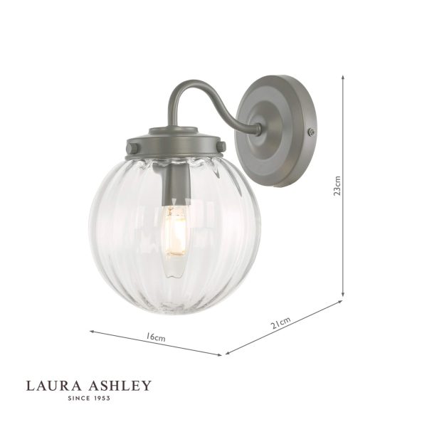 Laura Ashley Georgie Outdoor Wall Light Matt Grey Glass IP44 - Image 6