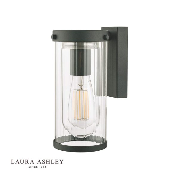 Laura Ashley Arthur Outdoor Wall Light Matt Black Glass IP44 - Image 2