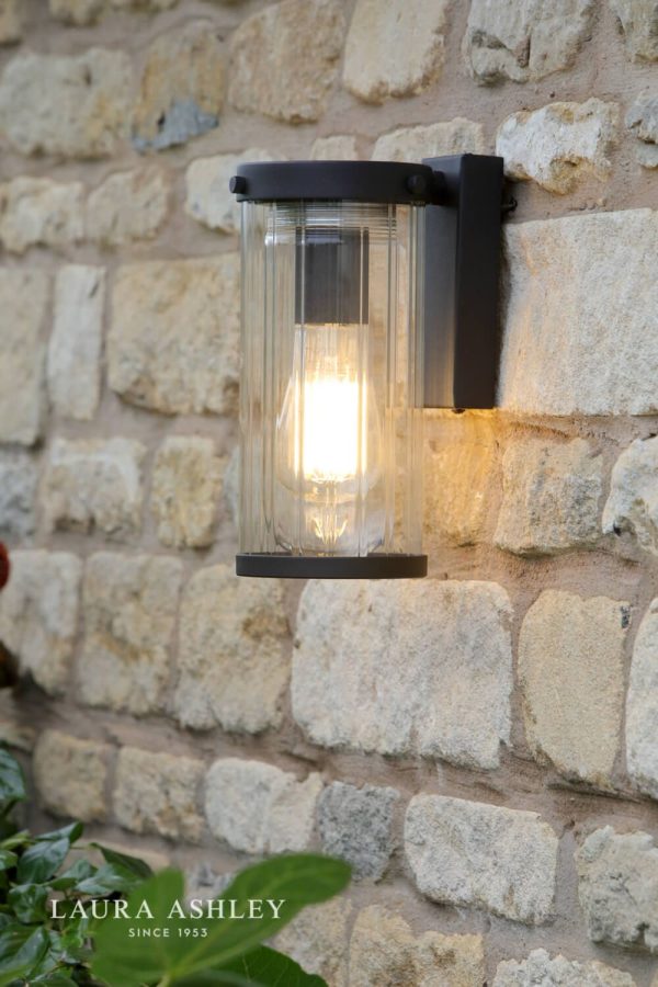 Laura Ashley Arthur Outdoor Wall Light Matt Black Glass IP44 - Image 4