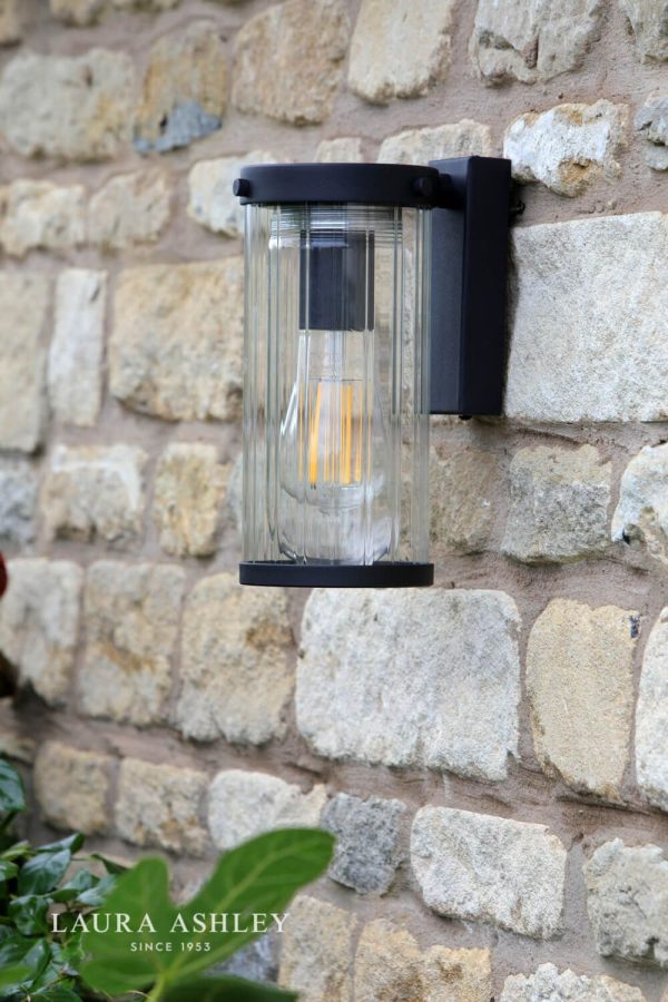 Laura Ashley Arthur Outdoor Wall Light Matt Black Glass IP44 - Image 5