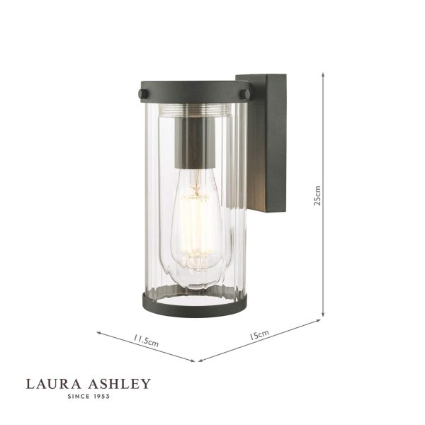 Laura Ashley Arthur Outdoor Wall Light Matt Black Glass IP44 - Image 6