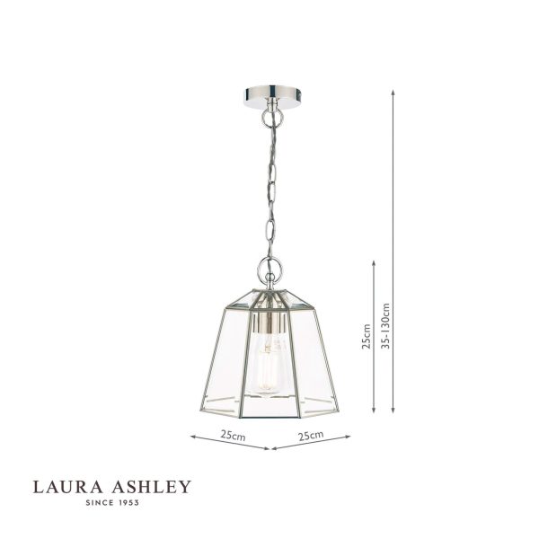 Laura Ashley Clayton Pendant Polished Silver Glass - Image 6