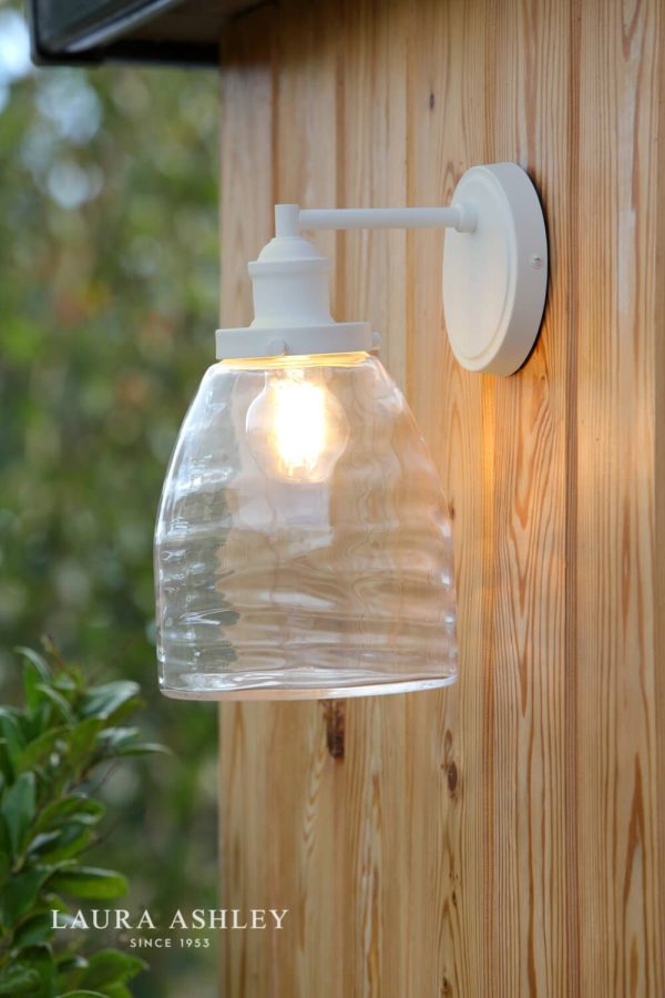 Laura Ashley Ainsworth Outdoor Wall Light Matt Cream Glass IP44 - Image 4