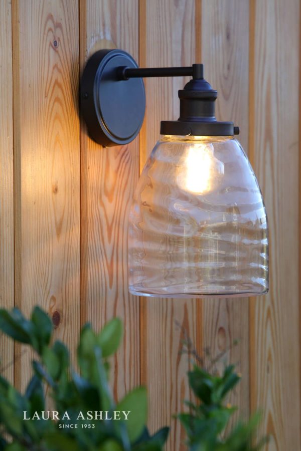 Laura Ashley Ainsworth Outdoor Wall Light Matt Grey Glass IP44 - Image 5