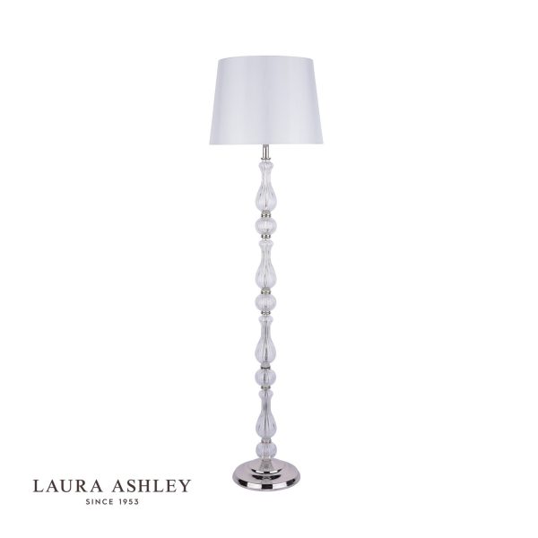 Bradshaw Floor Lamp Polished Nickel & Ribbed Glass With Shade - Image 2