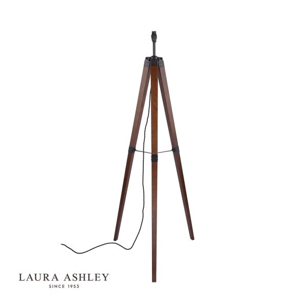 Burdale Tripod Floor Lamp Dark Wood & Industrial Brass Base Only - Image 2