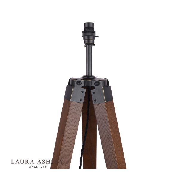 Burdale Tripod Floor Lamp Dark Wood & Industrial Brass Base Only - Image 3