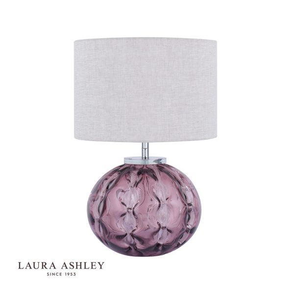 Elderdale Table Lamp Pink Glass & Polished Chrome With Shade - Image 2