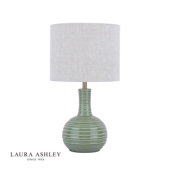 Padley Table Lamp Green Ceramic & Antique Brass With Shade - Image 2