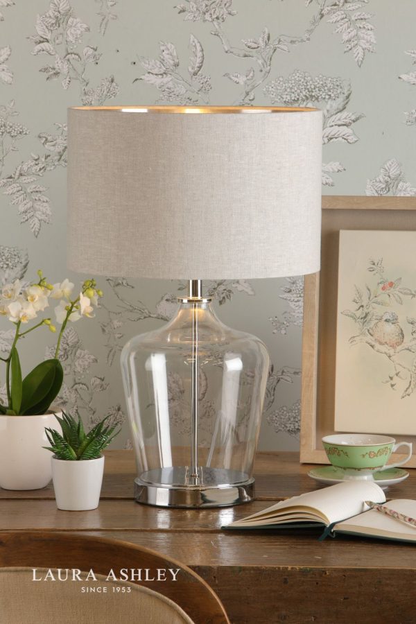 Ockley Touch Table Lamp Polished Chrome & Glass With Shade - Image 5