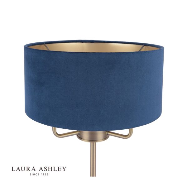 Sorrento 3 Light Table Lamp Antique Brass & Blue Shade - Image 3