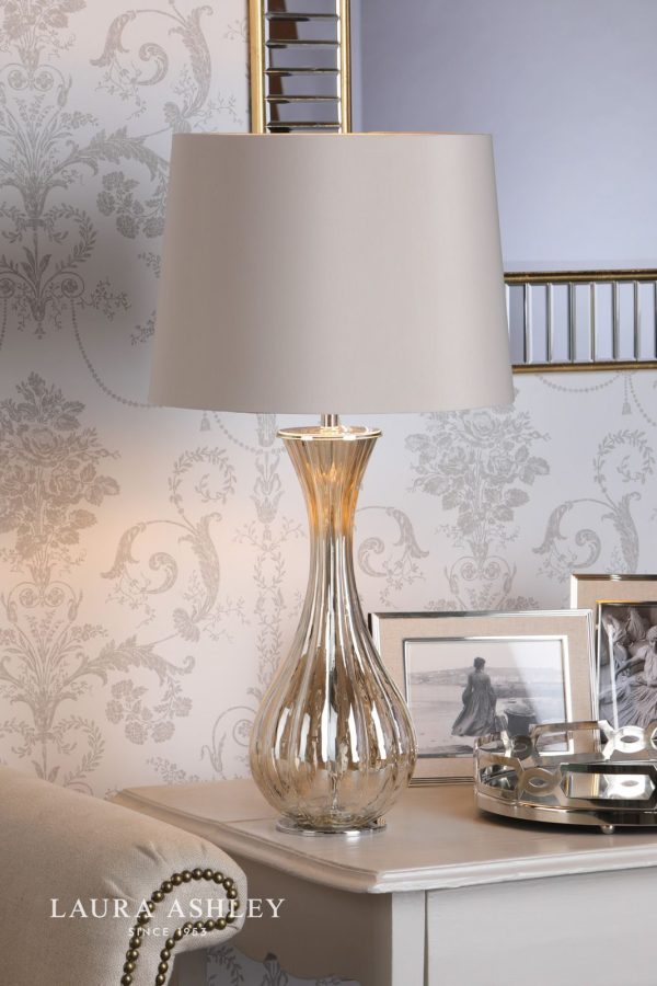 Nevern Table Lamp Champagne Glass & Polished Chrome With Shade - Image 5