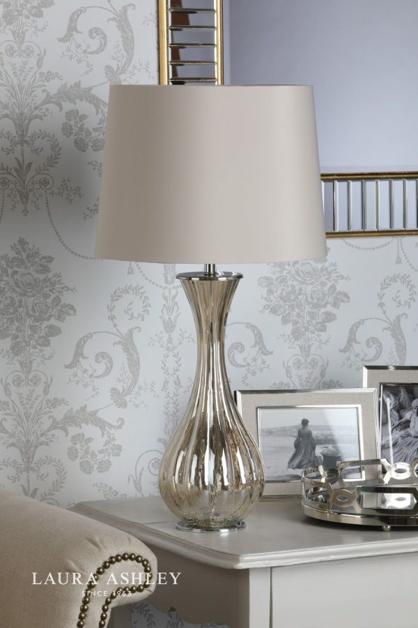 Nevern Table Lamp Champagne Glass & Polished Chrome With Shade - Image 6