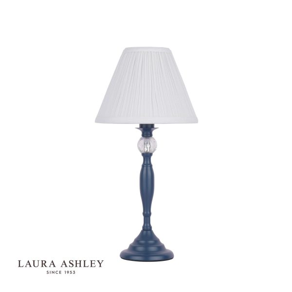 Ellis Table Lamp Matt Blue & Crystal With Shade - Image 2