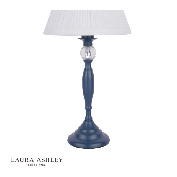 Ellis Table Lamp Matt Blue & Crystal With Shade - Image 4