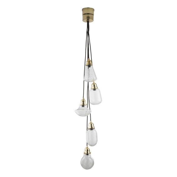 Lashira 5lt Cluster Pendant Polished Brass & Glass