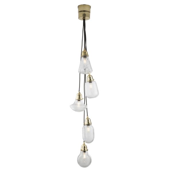 Lashira 5lt Cluster Pendant Polished Brass & Glass - Image 2