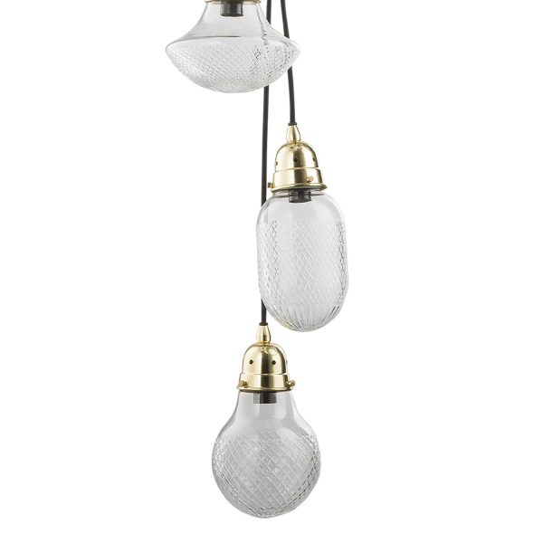 Lashira 5lt Cluster Pendant Polished Brass & Glass - Image 3