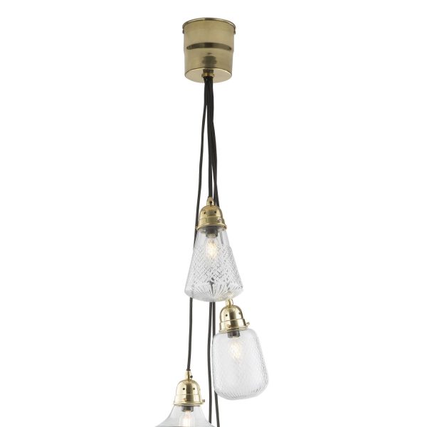 Lashira 5lt Cluster Pendant Polished Brass & Glass - Image 4