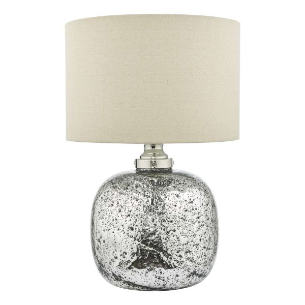 Lava Dual Light Table Lamp Polished Nickel Volcanic Glass With Shade - Image 2