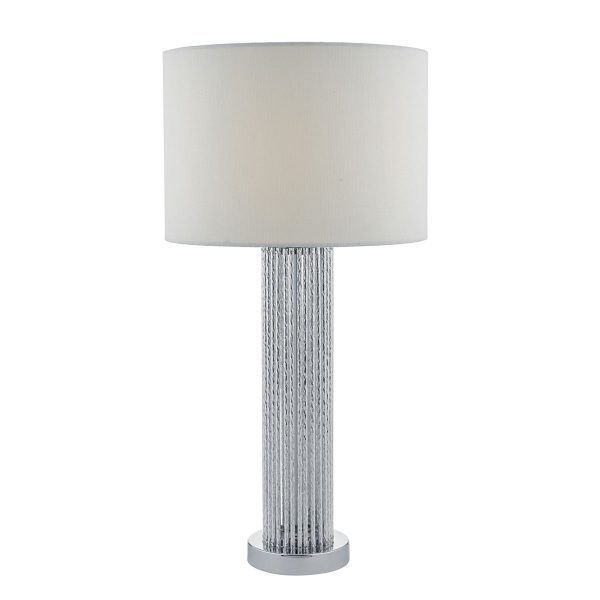 Lazio Table Lamp Silver C/W White Cotton Shade - Image 3