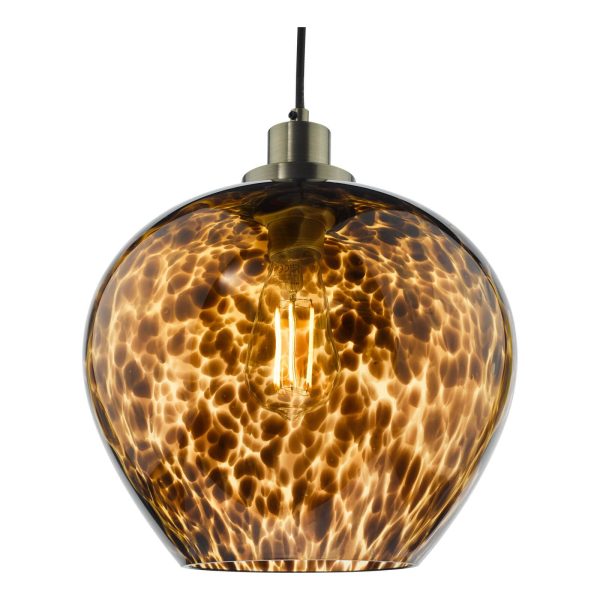 Leandra Pendant Tortoiseshell Glass and Antique Brass - Image 3