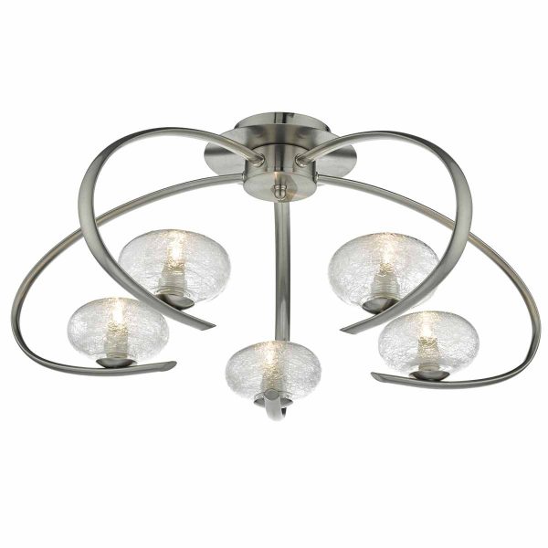 Leighton 5lt Semi Flush Satin Chrome & Sugar Cane Glass - Image 4