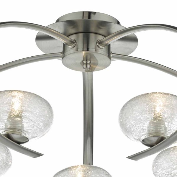 Leighton 5lt Semi Flush Satin Chrome & Sugar Cane Glass - Image 3